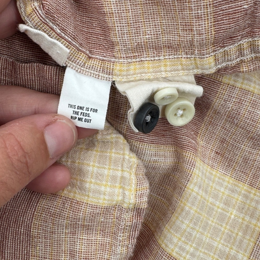 Taylor Stitch Mens Short Sleeve Jack Button Down Sz 36 Red Cream Check Plaid ORG - Picture 7 of 8